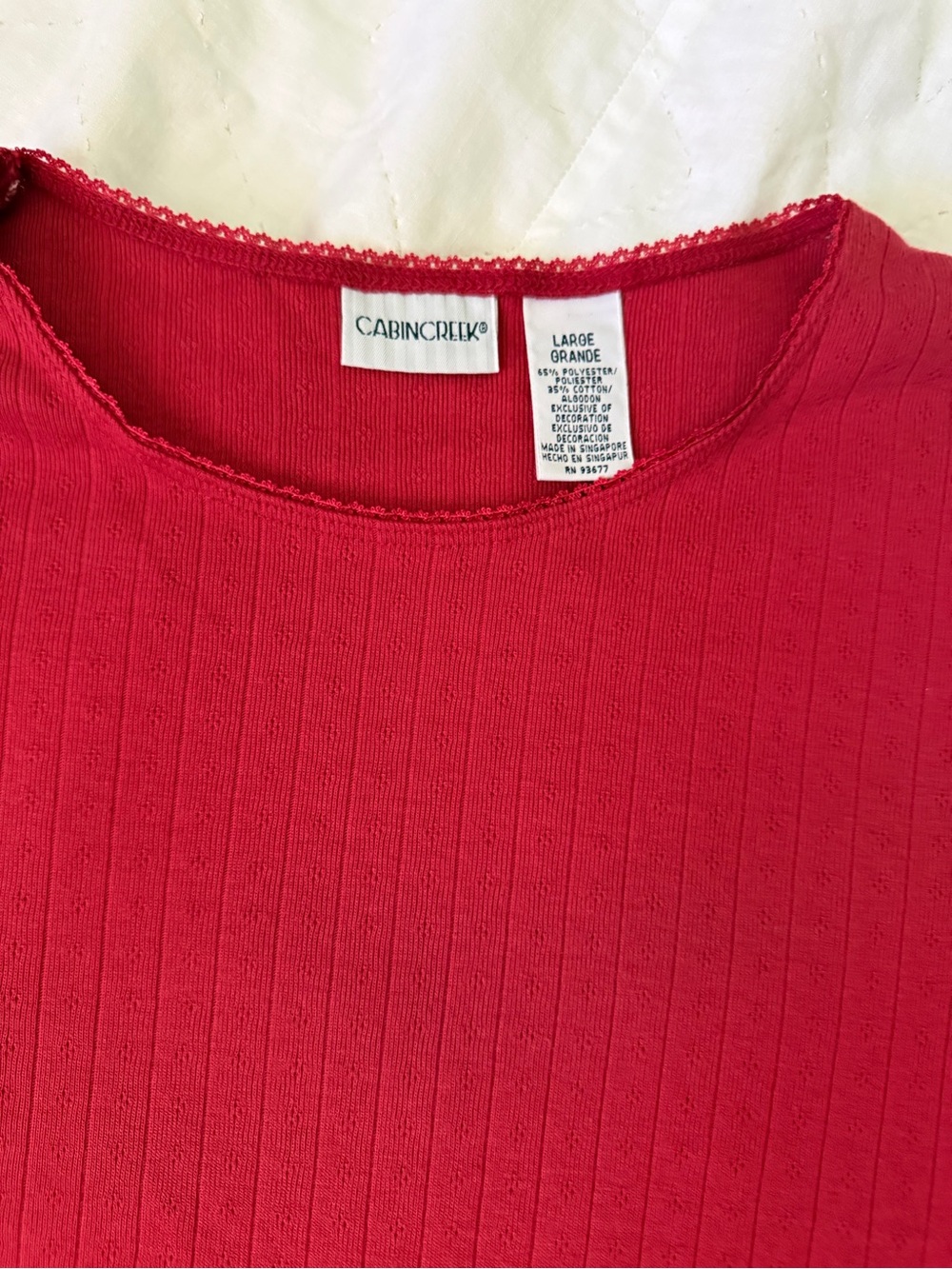 Cabin Creek Ribbed Scoop Neck Top - Bright Red